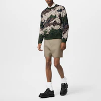 Shop LOUIS VUITTON SS24 Pharrell Camo Letter Jacquard Crewneck Sweatshirt Multicolor Men 1AFIVT