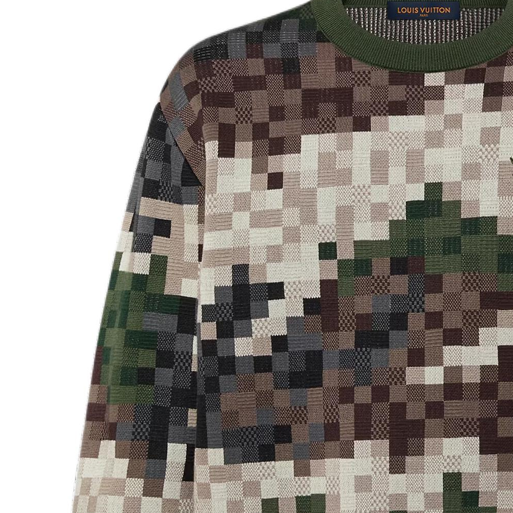 Cheap Sudadera Louis Vuitton SS24 Pharrell Camo Letter Jacquard Multicolor Hombre. 1AFIVT