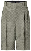 LOUIS VUITTON SS24 Pharrell Collab Check Wool Wide-Leg Shorts Green . 1AFIZI LOUIS VUITTON SS24 Pharrell Collab Check Wool Wide-Leg Shorts Green . 1AFIZI