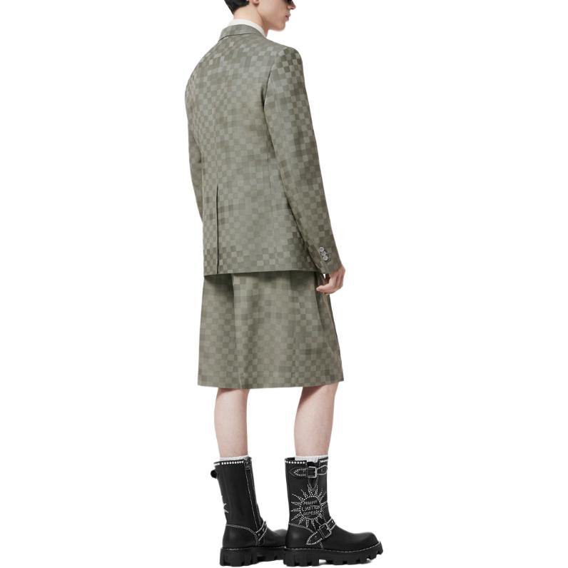 Shop 루이비통 SS24 퍼렐 콜라보 체크 울 와이드 팬츠 그린. 1AFIZI