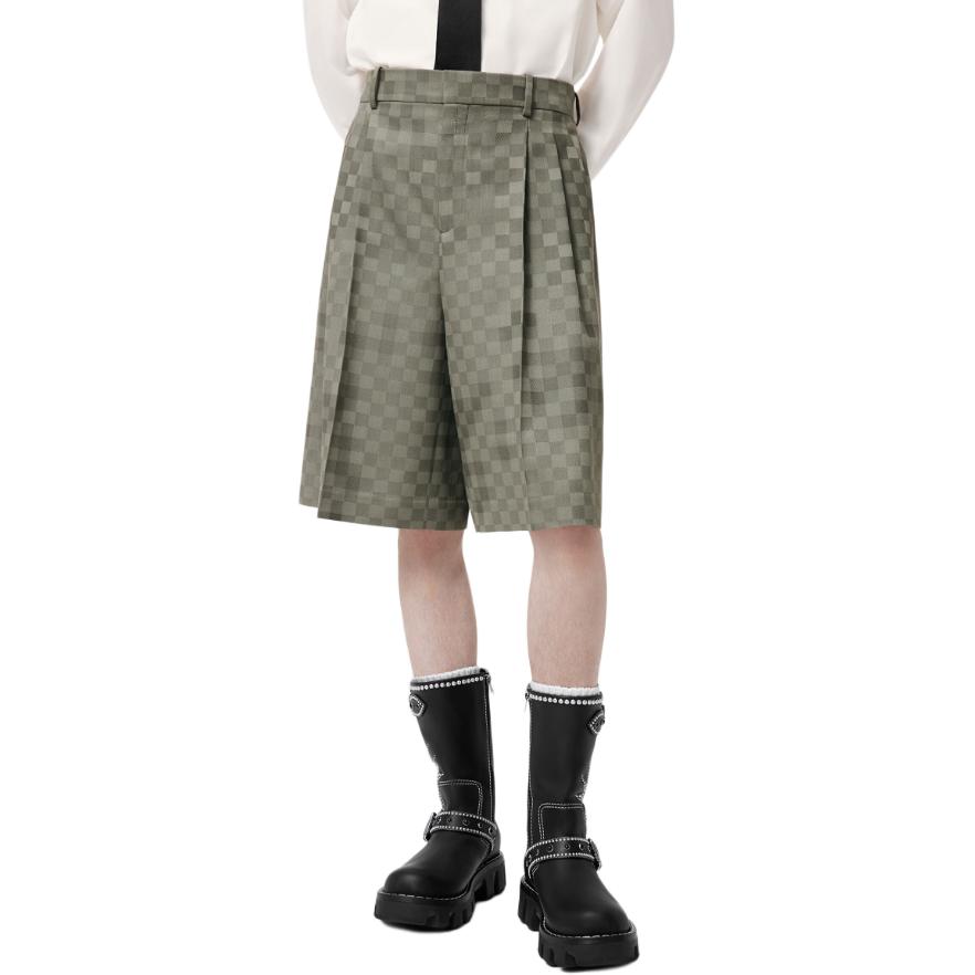 Purchase 루이비통 SS24 퍼렐 콜라보 체크 울 와이드 팬츠 그린. 1AFIZI