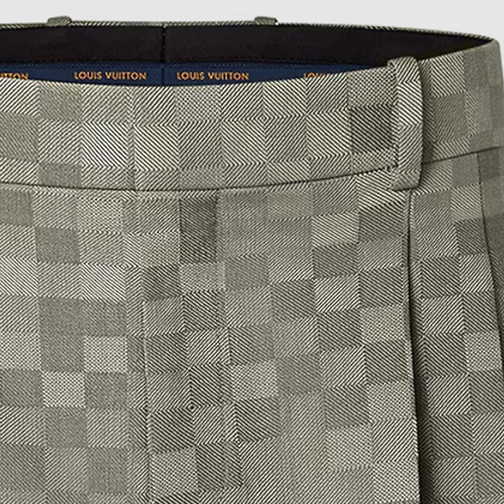 Sizing 루이비통 SS24 퍼렐 콜라보 체크 울 와이드 팬츠 그린. 1AFIZI