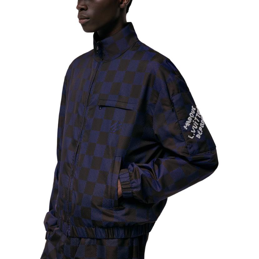 LOUIS VUITTON SS24 Pharrell Collab Checkered Embroidered Zip Jacket Blue Mens. 1AFHVN 圖 6