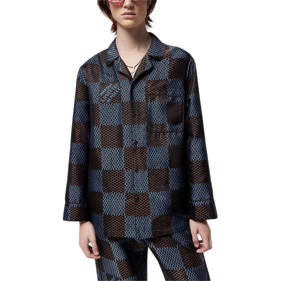 LOUIS VUITTON SS24 Pharrell Collab Checkered Logo Relaxed Long Sleeve Shirt. 1AFJD0 圖 3