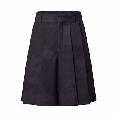LOUIS VUITTON SS24 Pharrell Collab Checkered Loose Pleated Shorts Black . 1AFIZR