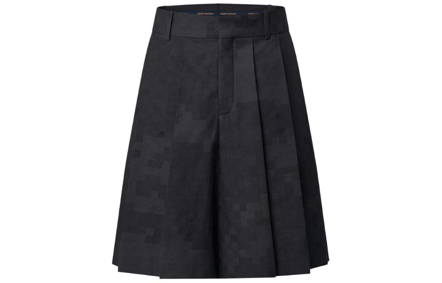 Order LOUIS VUITTON SS24 Pharrell Collab Checkered Loose Pleated Shorts Black . 1AFIZR