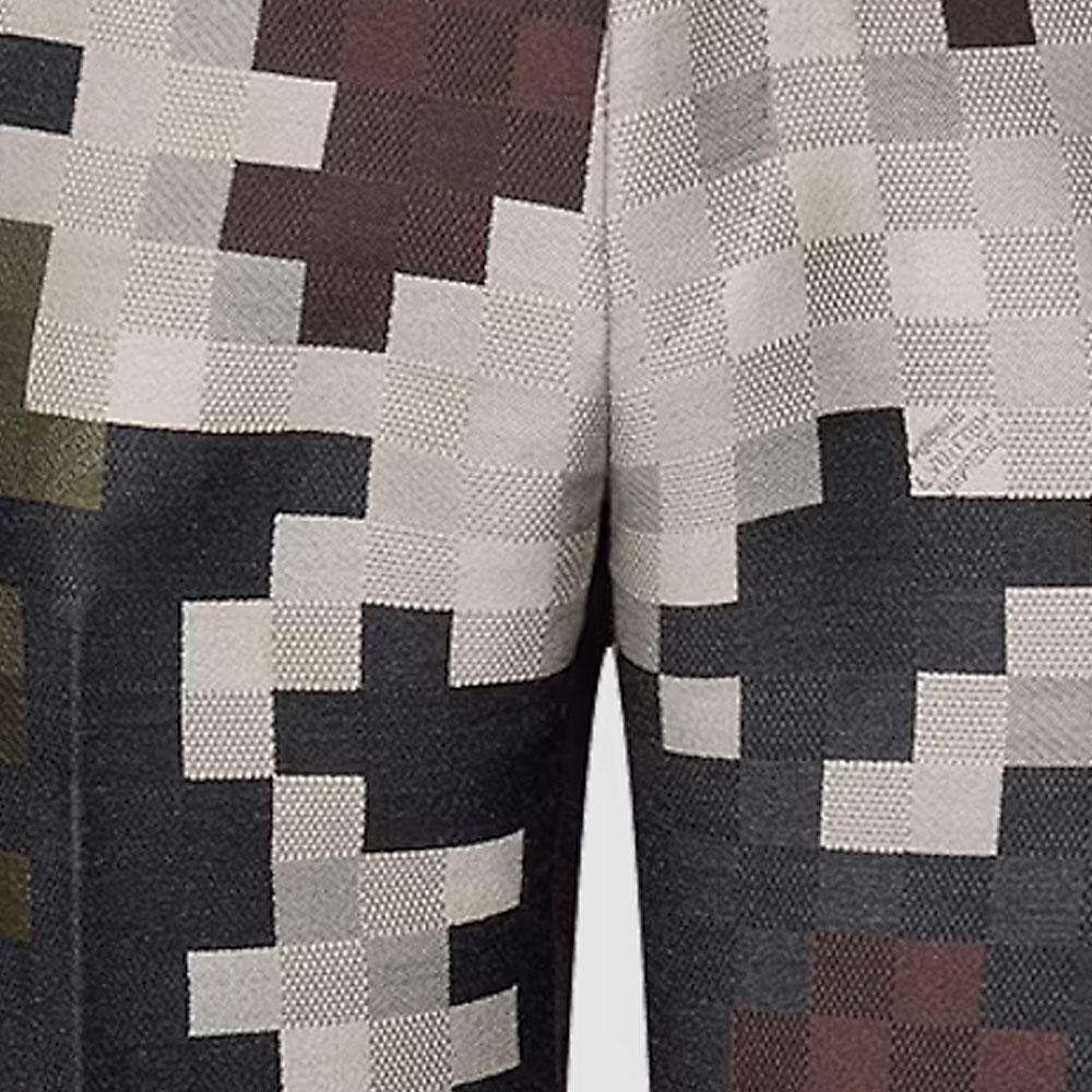 Sizing 루이비통 SS24 퍼렐 협업 그린 체크 포켓 스트레이트 팬츠 남성용 1AFIYA