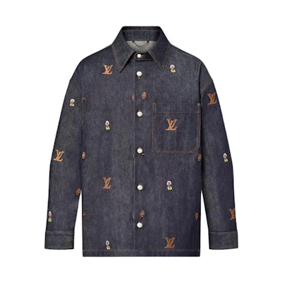 LOUIS VUITTON SS24 Pharrell Collab Letter Embroidered Denim Jacket Black Men 1AFHVE