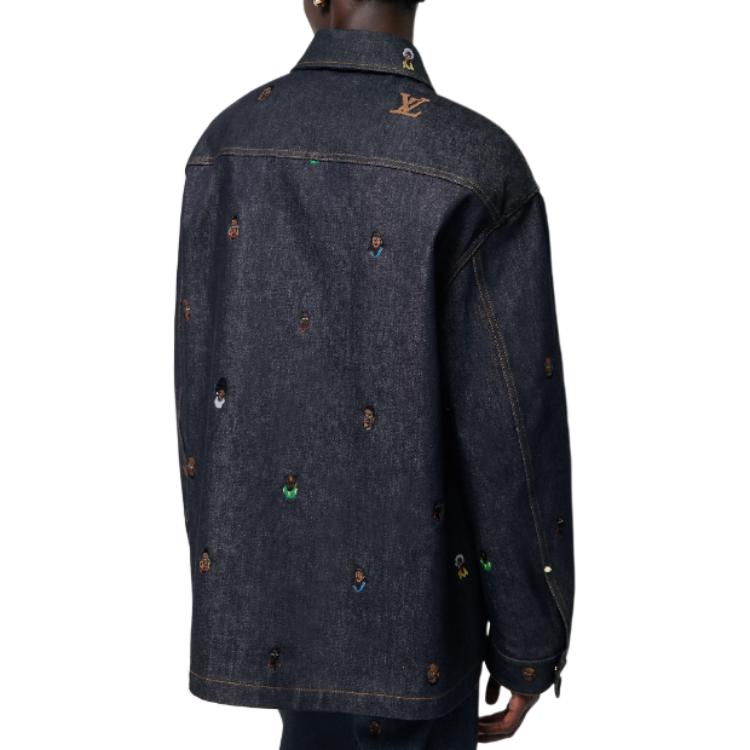 LOUIS VUITTON SS24 Pharrell Collab Letter Embroidered Denim Jacket Black Men 1AFHVE 圖 4