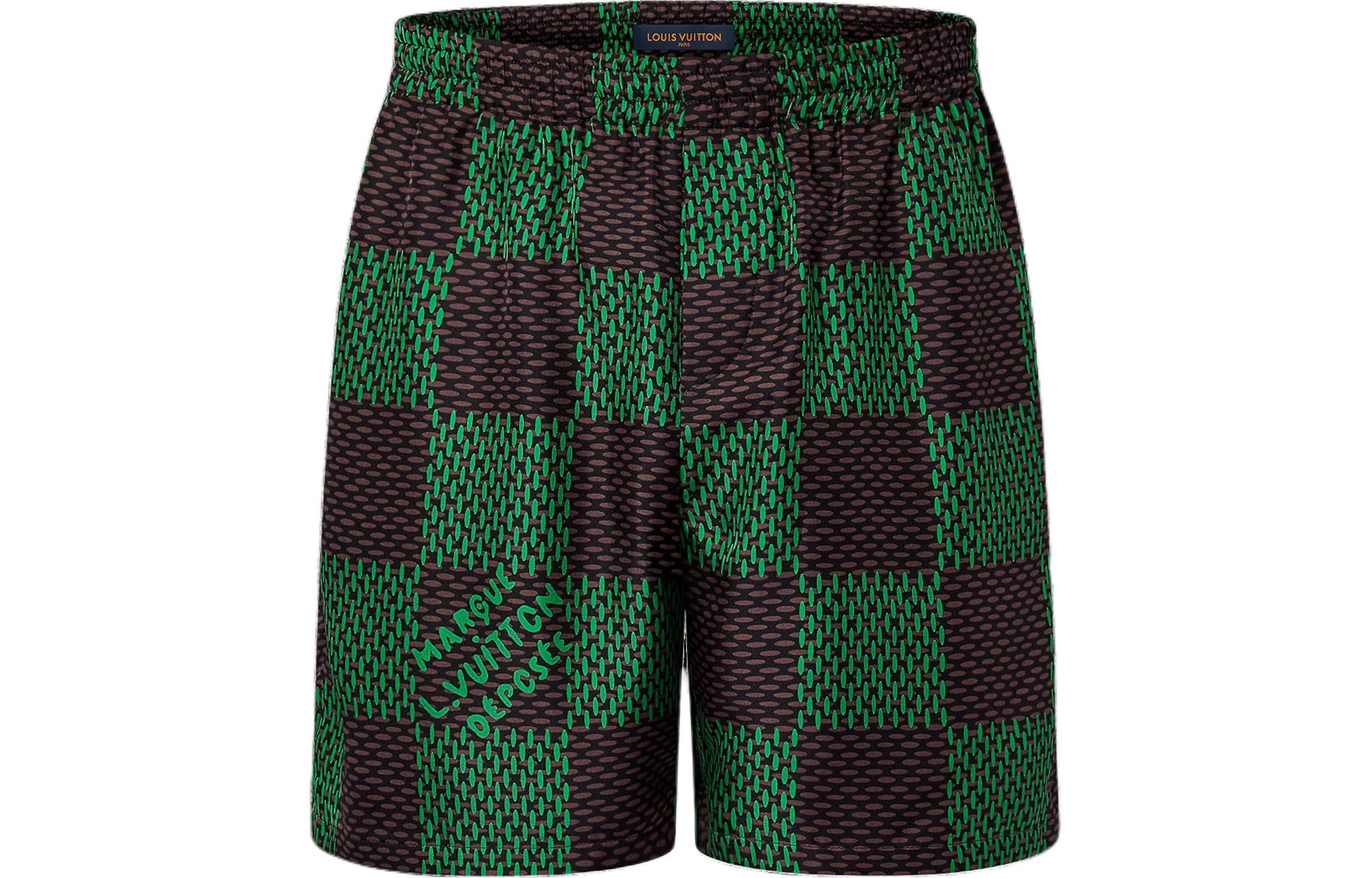 LOUIS VUITTON SS24 Pharrell Collab Letter Jacquard Elastic Shorts Green Men. 1AFJ63