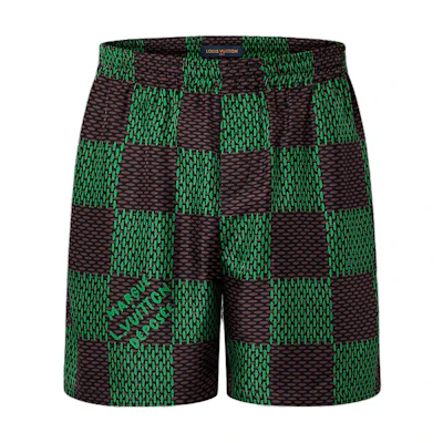 LOUIS VUITTON SS24 Pharrell Collab Letter Jacquard Elastic Shorts Green Men. 1AFJ63