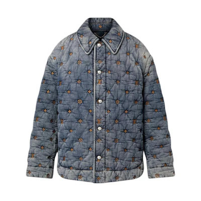 Louis Vuitton SS24 Pharrell Collab Logo Embroidered Loose Denim Jacket Blue 1AFJCO