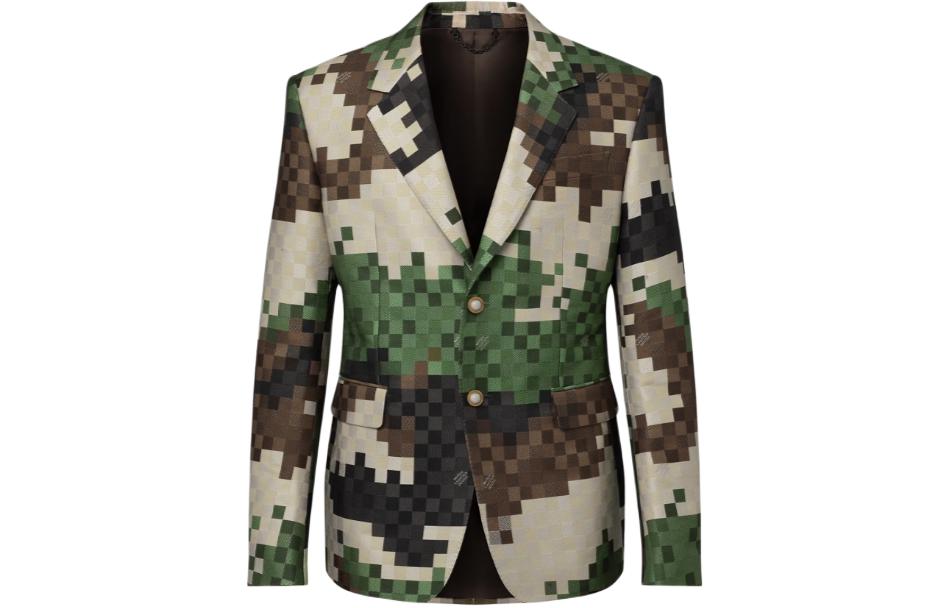 LOUIS VUITTON SS24 Pharrell Collab Multicolor Camo Plaid Long Sleeve Blazer Men. 1AFIBI