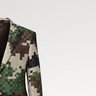 LOUIS VUITTON SS24 Pharrell Collab Multicolor Camo Plaid Long Sleeve Blazer Men. 1AFIBI Sizing LOUIS VUITTON SS24 Pharrell Collab Multicolor Camo Plaid Long Sleeve Blazer Men. 1AFIBI