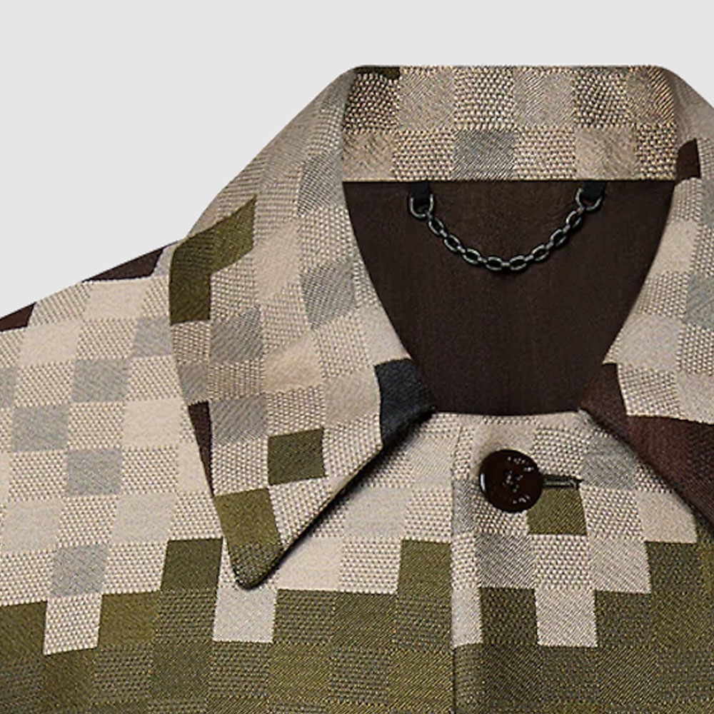 Sizing LOUIS VUITTON SS24 Pharrell Kolaborasi Jaket Pendek Lelaki Corak Kotak Multicolor 1AFIF9