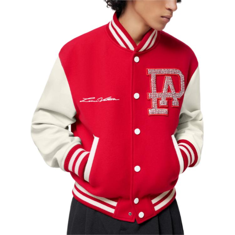 Details for Jaket Varsity Louis Vuitton SS24 Pharrell Kolaborasi Logo Bordir Garis Merah. 1AFIQ9