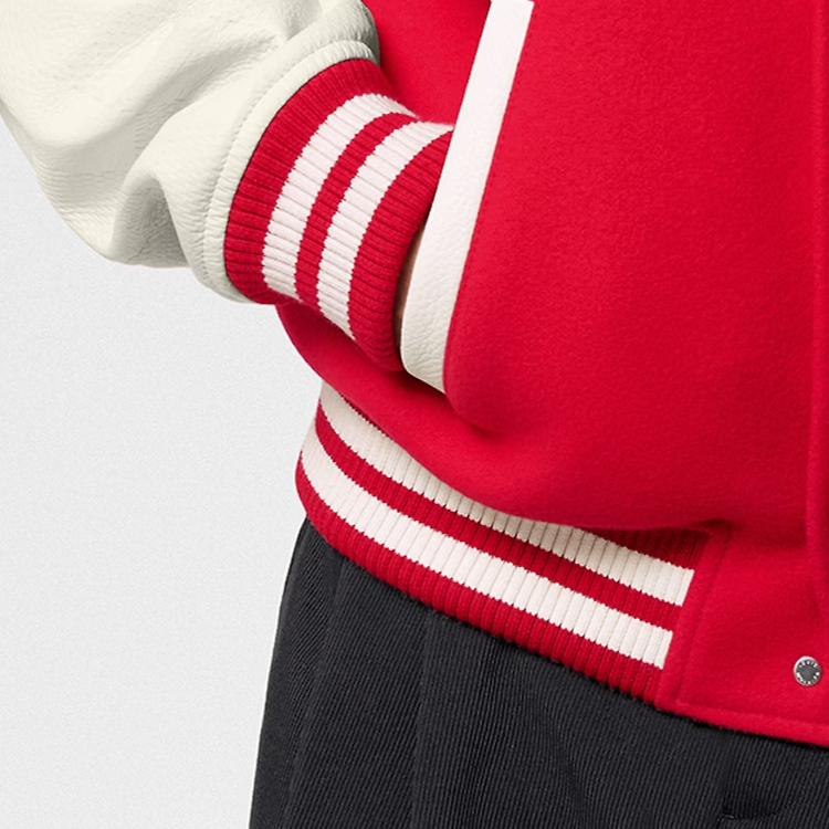 Sizing Jaket Varsity Louis Vuitton SS24 Pharrell Kolaborasi Logo Bordir Garis Merah. 1AFIQ9