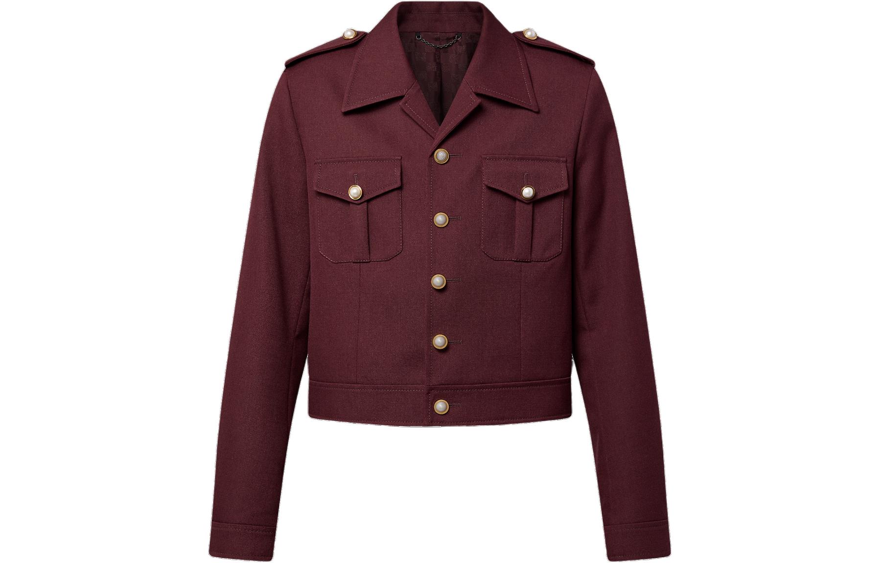 Louis Vuitton SS24 Pharrell Collab Slim-Fit Burgundy Jacket for Men 1AFIEQ