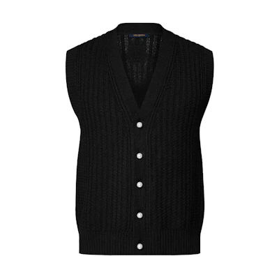 LOUIS VUITTON SS24 Pharrell Collab Solid V-Neck Casual Knit Vest Black Men’s. 1AFIVD