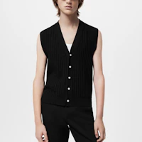 Lookbook LOUIS VUITTON SS24 Pharrell Collab Solid V-Neck Casual Knit Vest Black Men’s. 1AFIVD