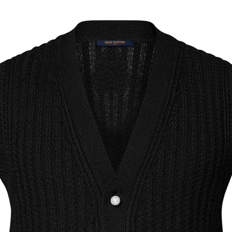 Sizing 路易威登 SS24 Pharrell 联名男士黑色休闲V领针织背心 1AFIVD