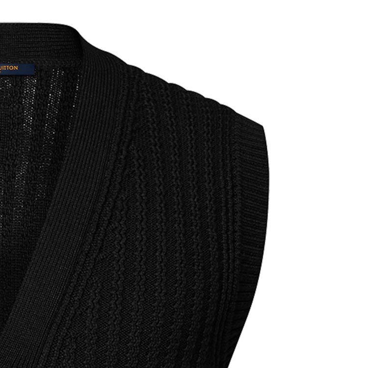 Cheap 路易威登 SS24 Pharrell 联名男士黑色休闲V领针织背心 1AFIVD