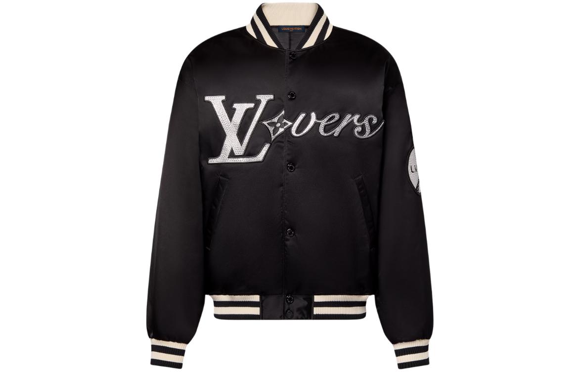 Order LOUIS VUITTON SS24 Pharrell Kolaborasi Jaket Baseball Bergaris Hitam Bordir. 1AFHWP