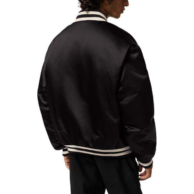 Details for LOUIS VUITTON SS24 Pharrell Kolaborasi Jaket Baseball Bergaris Hitam Bordir. 1AFHWP