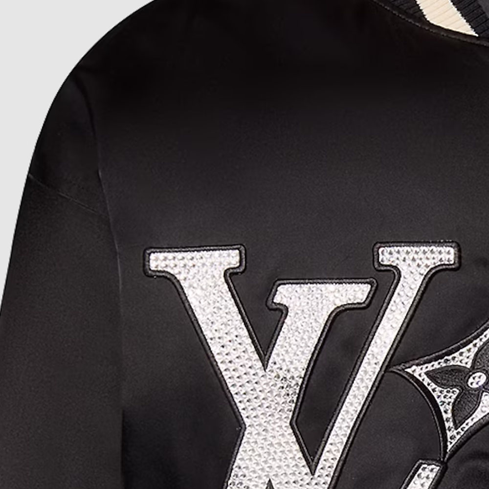 Cheap LOUIS VUITTON SS24 Pharrell Kolaborasi Jaket Baseball Bergaris Hitam Bordir. 1AFHWP