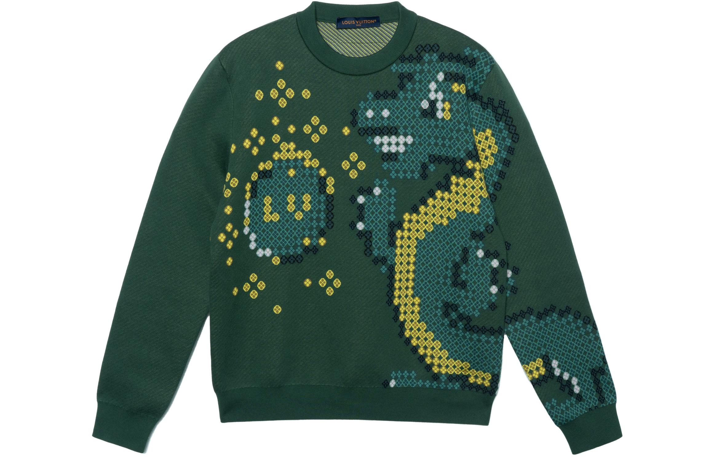 LOUIS VUITTON SS24 Pharrell Collaboration Green Jacquard Pattern Sweatshirt . 1AFIXS