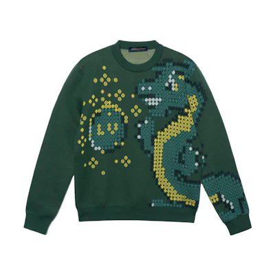 LOUIS VUITTON SS24 Pharrell Collaboration Green Jacquard Pattern Sweatshirt . 1AFIXS