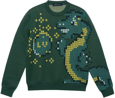 Louis Vuitton SS24 Pharrell Kolaborasi Sweatshirt Corak Jacquard Hijau. 1AFIXS Order Louis Vuitton SS24 Pharrell Kolaborasi Sweatshirt Corak Jacquard Hijau. 1AFIXS