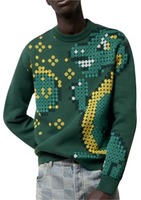 Louis Vuitton SS24 Pharrell Kolaborasi Sweatshirt Corak Jacquard Hijau. 1AFIXS Shop Louis Vuitton SS24 Pharrell Kolaborasi Sweatshirt Corak Jacquard Hijau. 1AFIXS