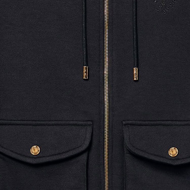 Shop ルイヴィトン SS24 ファレルコラボ ロゴ刺繍フーディージャケット ブラック 1AFJF9