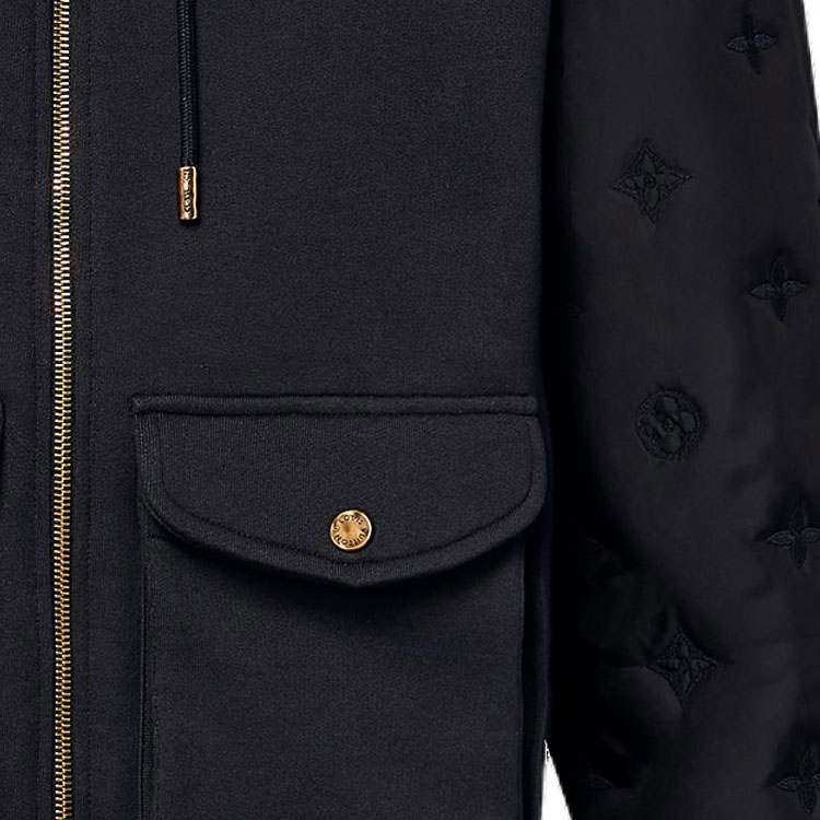 Details for ルイヴィトン SS24 ファレルコラボ ロゴ刺繍フーディージャケット ブラック 1AFJF9