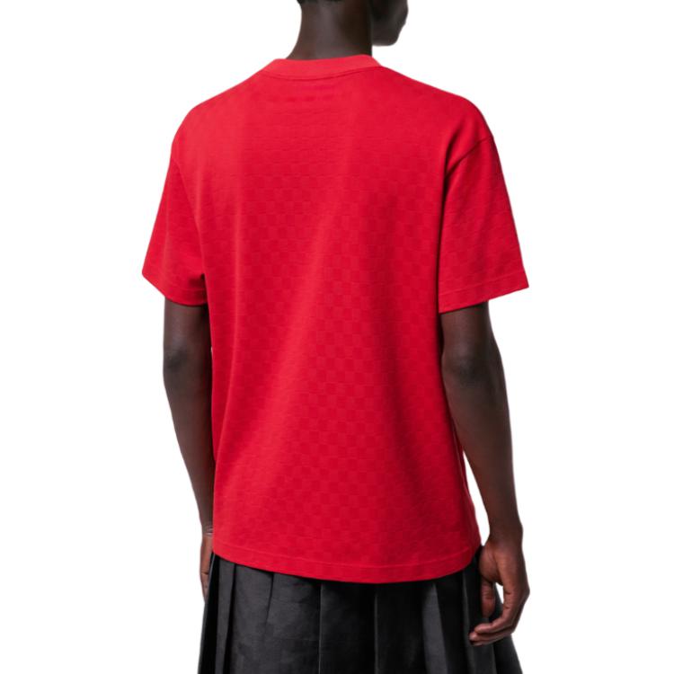 Purchase 루이 비통 SS24 퍼렐 로고 자수 레드 반팔 티셔츠 남성. 1AFJED