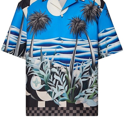 路易威登SS24蓝色风景印花男士宽松短袖衬衫 1AFQYH Shop 路易威登SS24蓝色风景印花男士宽松短袖衬衫 1AFQYH