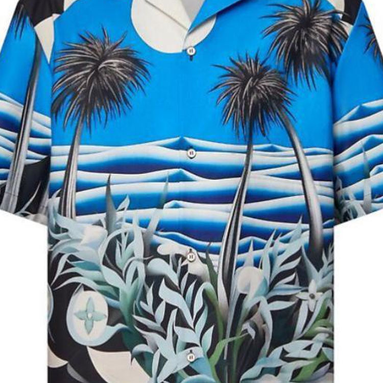 Details for 路易威登SS24蓝色风景印花男士宽松短袖衬衫 1AFQYH