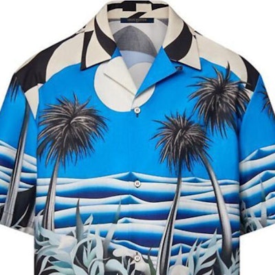 路易威登SS24蓝色风景印花男士宽松短袖衬衫 1AFQYH Sizing 路易威登SS24蓝色风景印花男士宽松短袖衬衫 1AFQYH