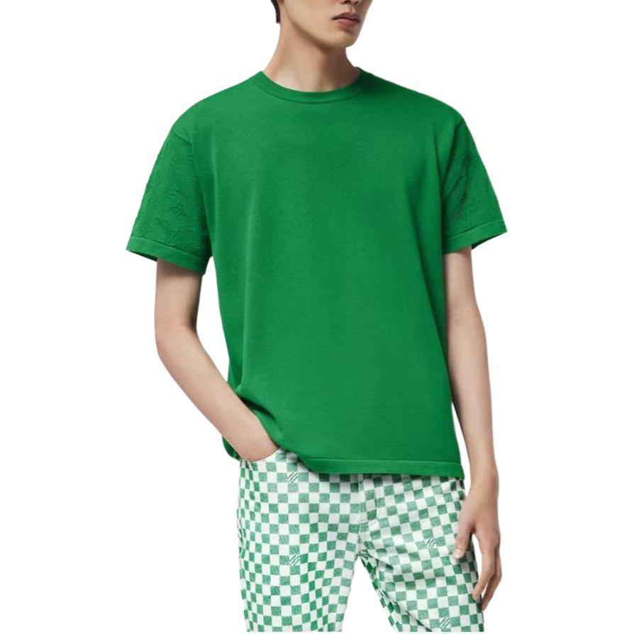 Details for 路易威登 SS24 素色圓領休閒T恤 綠色 1AFIU3