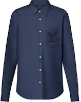 LOUIS VUITTON SS24 Solid Color Logo Embroidered Long Sleeve Shirt Navy 1AFRMJ LOUIS VUITTON SS24 Solid Color Logo Embroidered Long Sleeve Shirt Navy 1AFRMJ