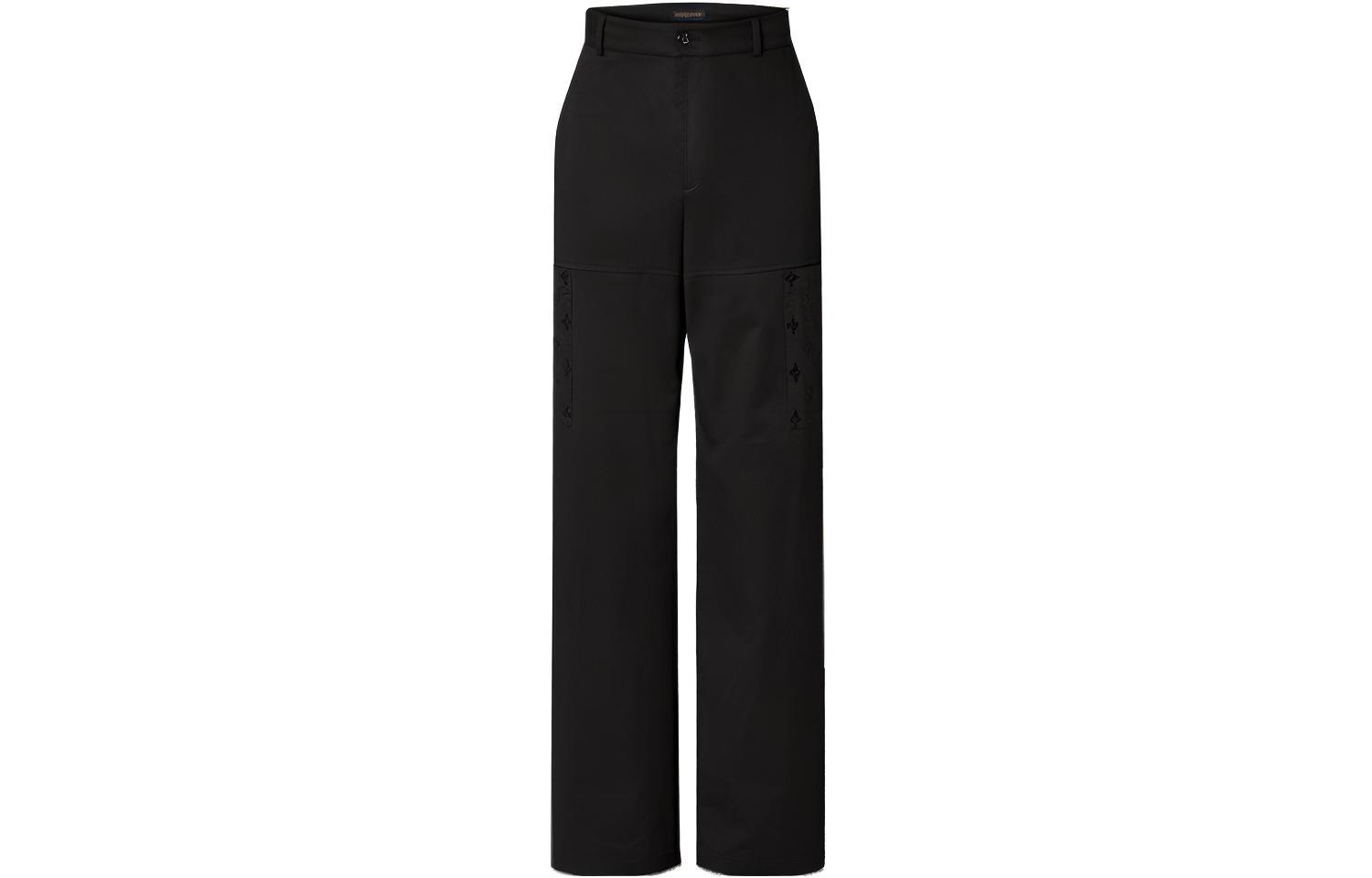 Order Pantalones Cargo Negros Rectos Louis Vuitton SS24 Hombre Twill Sólido Talle Medio 1AFATD
