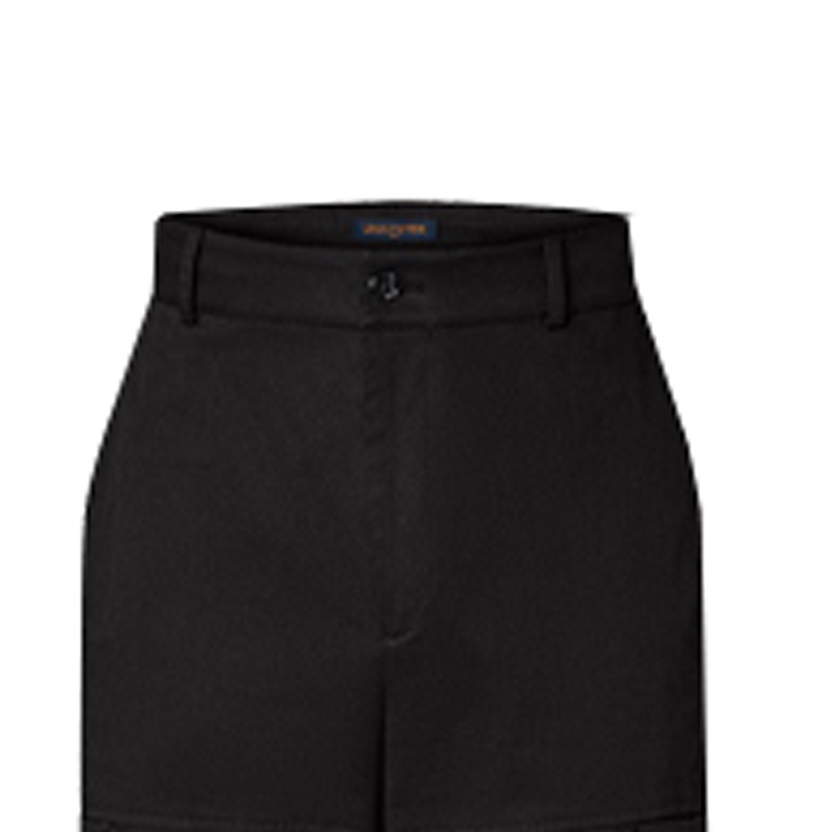 Sizing Pantalones Cargo Negros Rectos Louis Vuitton SS24 Hombre Twill Sólido Talle Medio 1AFATD
