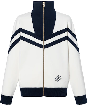 LOUIS VUITTON SS24 Jaket High-Neck Garis Putih Pria dengan Ritsleting 1AFQP Order LOUIS VUITTON SS24 Jaket High-Neck Garis Putih Pria dengan Ritsleting 1AFQP