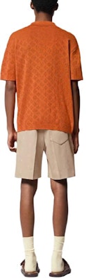 루이 비통 SS24 오렌지 텍스처 남성 반팔 버튼업 셔츠 1AFQSX Shop 루이 비통 SS24 오렌지 텍스처 남성 반팔 버튼업 셔츠 1AFQSX