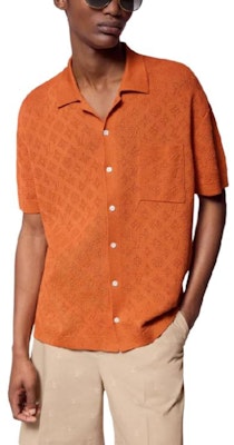루이 비통 SS24 오렌지 텍스처 남성 반팔 버튼업 셔츠 1AFQSX Purchase 루이 비통 SS24 오렌지 텍스처 남성 반팔 버튼업 셔츠 1AFQSX