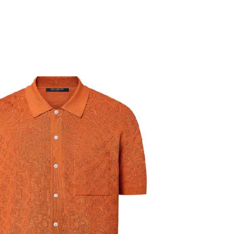 Sizing 루이 비통 SS24 오렌지 텍스처 남성 반팔 버튼업 셔츠 1AFQSX