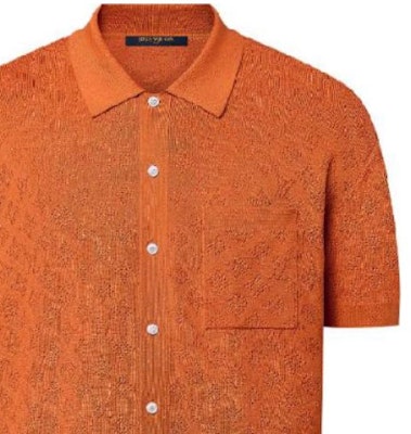루이 비통 SS24 오렌지 텍스처 남성 반팔 버튼업 셔츠 1AFQSX Sizing 루이 비통 SS24 오렌지 텍스처 남성 반팔 버튼업 셔츠 1AFQSX