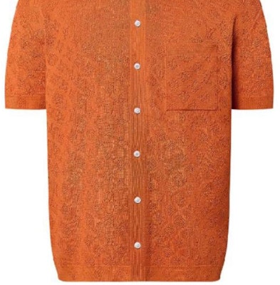 루이 비통 SS24 오렌지 텍스처 남성 반팔 버튼업 셔츠 1AFQSX Cheap 루이 비통 SS24 오렌지 텍스처 남성 반팔 버튼업 셔츠 1AFQSX