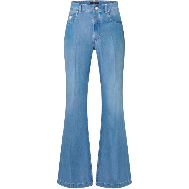 Order LOUIS VUITTON SS24 Seluar Flare Biru Logo Sulam Lelaki. 1AFQWO